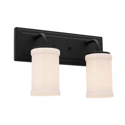 Kichler Lighting Vetivene 15 inch 2-Light Vanity Light Textured Black with Opal Glass