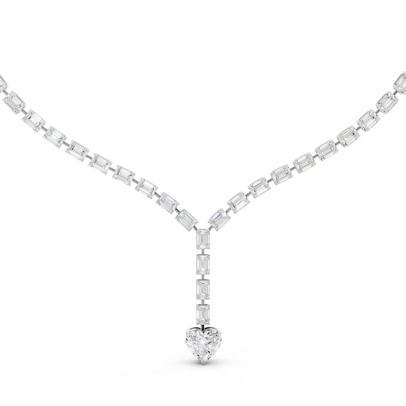 Auriya 14K Gold Lab Grown Lariat Diamond Heart-Shaped Drop Tennis Necklace 30.00 ct. tw. (F-G VS) - White