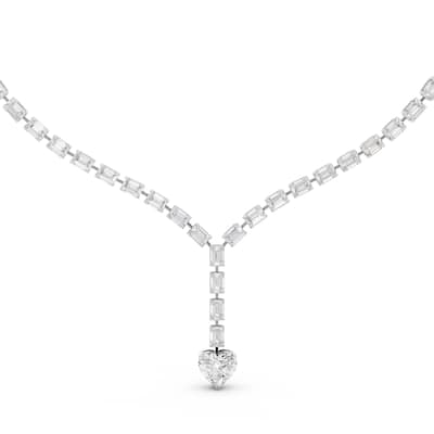 Auriya 14K Gold Lab Grown Lariat Diamond Heart-Shaped Drop Tennis Necklace 30.00 ct. tw. (F-G VS)