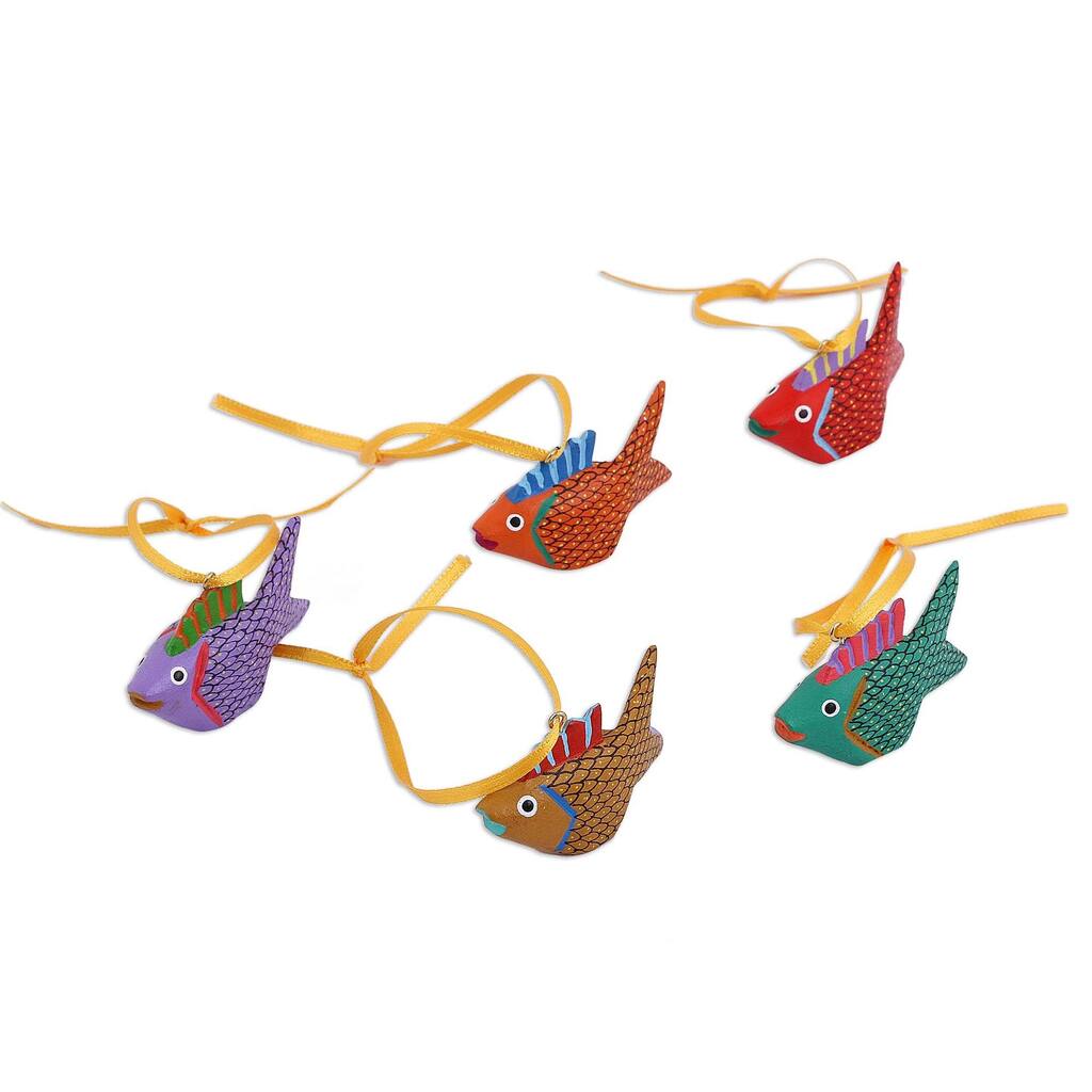 Novica Handmade Sweet Fish Wood Alebrije Ornaments (Set Of 5) - 1.2" H x 0.8" W x 2.2" D