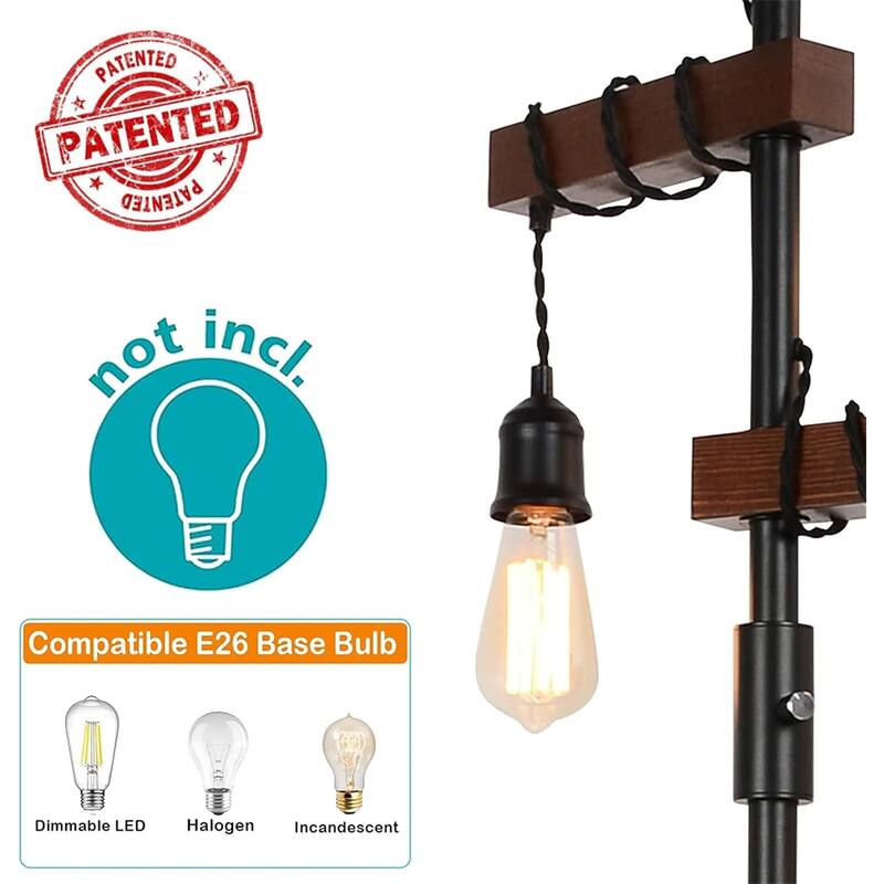 Industrial Tree Floor Lamp with 3 Dimmable Lights