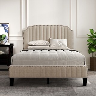 Modern Upholstered Platform Bed with Headboard Full - Bed Bath & Beyond ...