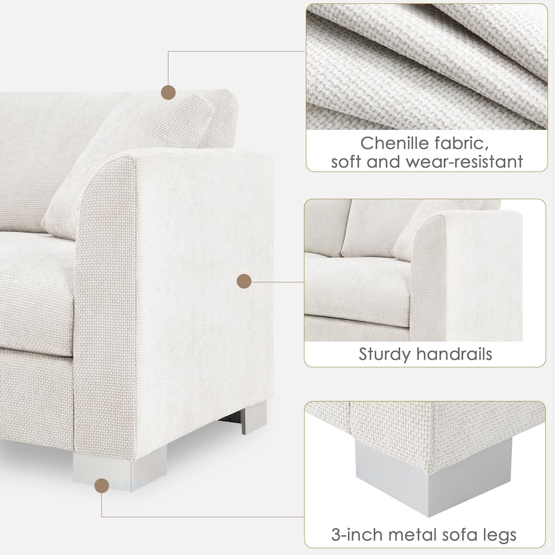 Cloud Sectional Sofa w/ 2 Pillows & Oversized Chaise Upholstered Sofa