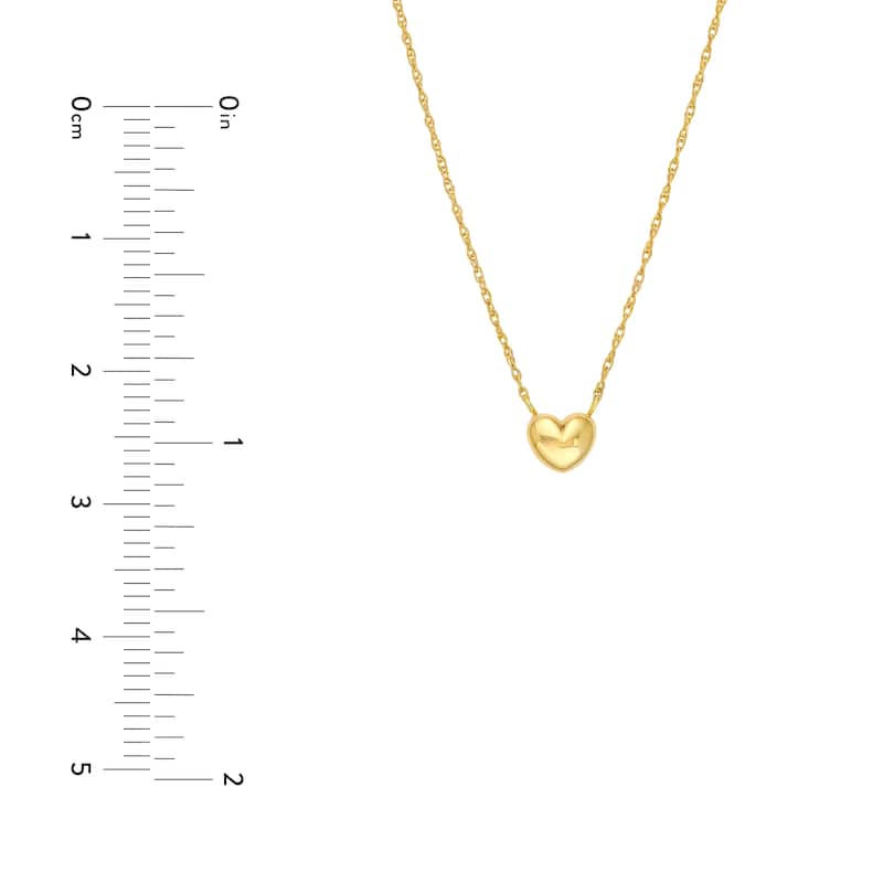 Curata 14k Yellow Gold 18' Small Puffed Heart Attached Necklace