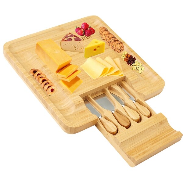Cheese Board Serveware Malvern Bamboo Set Unique Hidden Drawer Original 4 Tools 