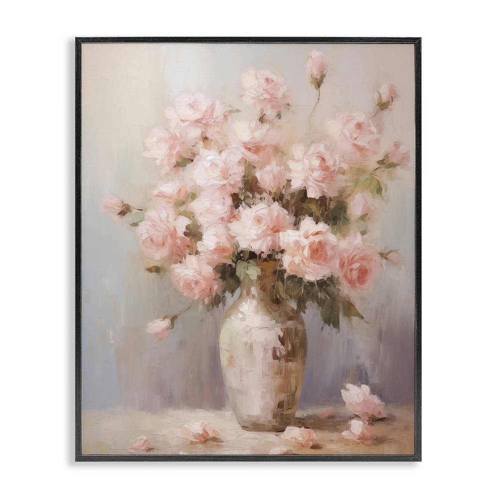 Stupell Vase of Soft Pink Roses Framed Giclee Art Design By Arlington Prints