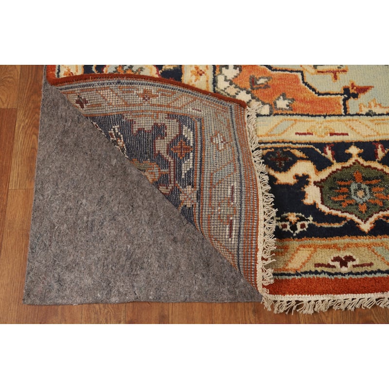 Hand Knotted Oriental 100% Wool Carpet Traditional Medallion Oranges & Rust Heriz (serapi) Area Rug - 11' 10'' X 9' 2''