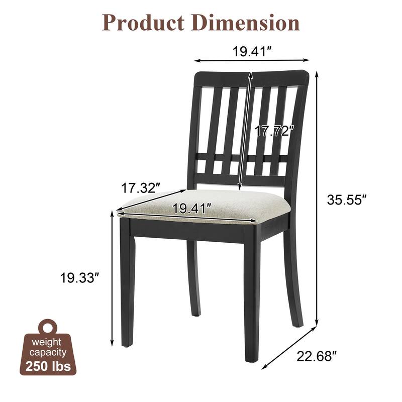 2-Piece Modern Scandinavian Dining Chairs, Curved Wood Backrest with Gray Fabric Seat, Finish for Dining Room and Apartment