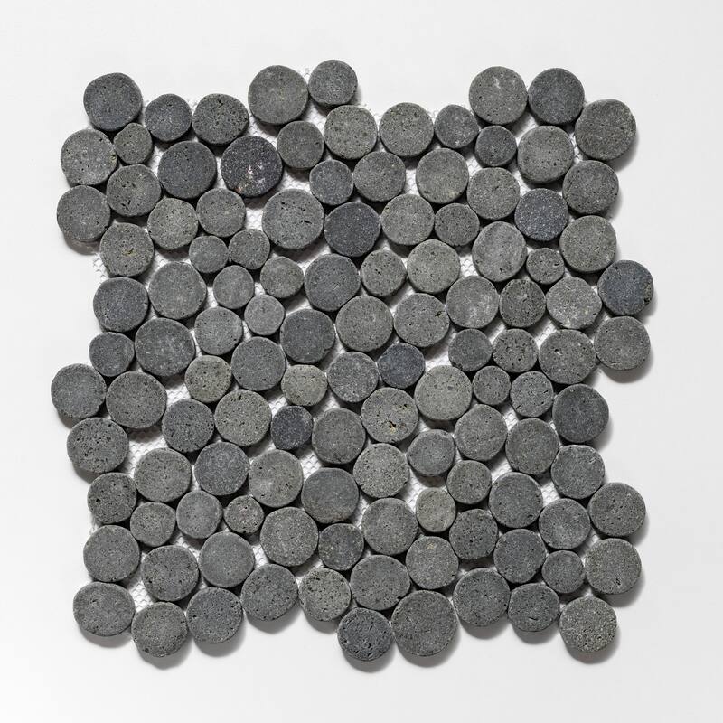 Penny Rounds 11 in. x 11 in. Honed Marble Mesh-Mounted Mosaic Wall and Floor Tile