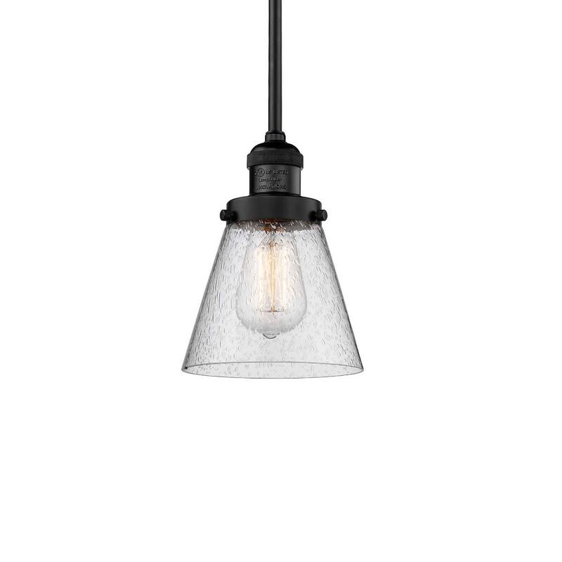 Innovations Lighting Small Cone Single Light 6" Wide Mini Pendant with - Matte Black / Seedy