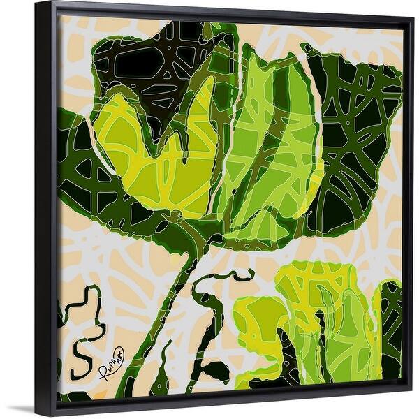 Shop Large Green And Yellow Abstract Flower Black Float Frame