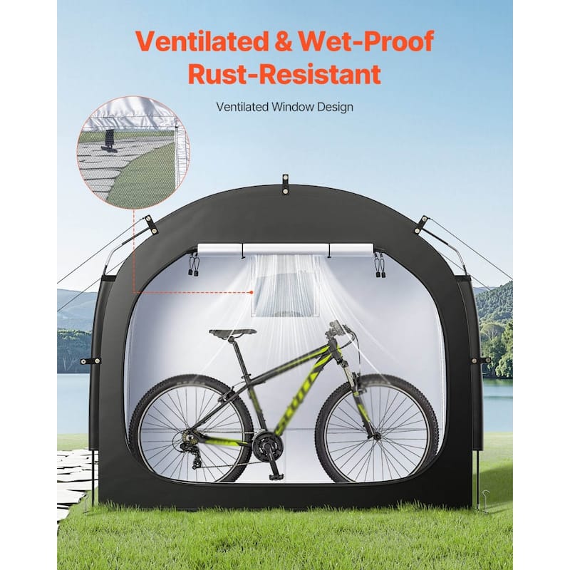 Waterproof Outdoor Bike Storage Tent for 1-2 Bikes with Ventilation - 76.77 x 31.89 x 68.11 in
