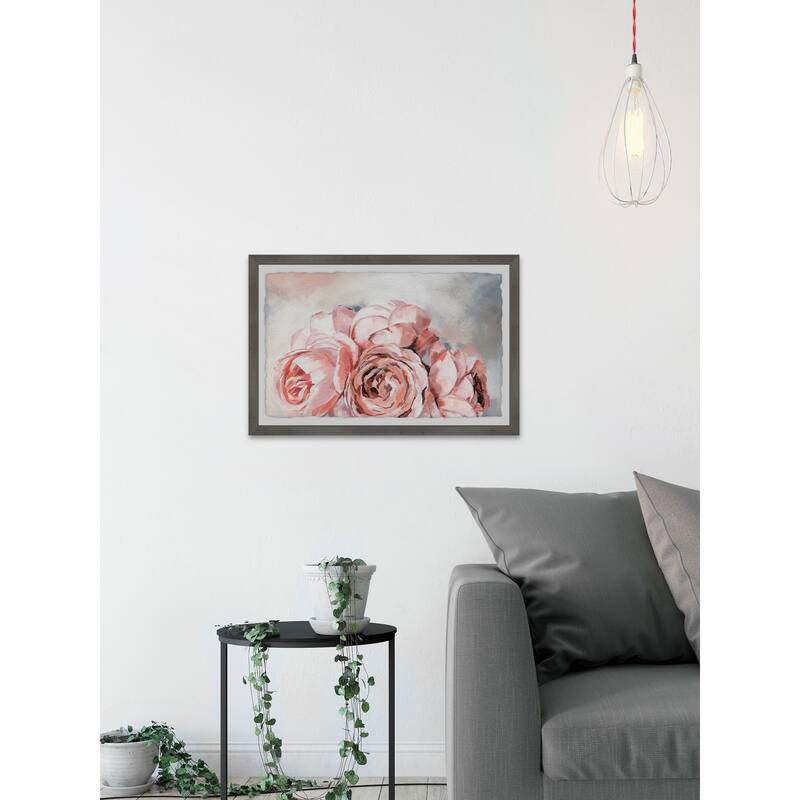 Pink Rose Bouquet Framed Wall Art, Elegant Home Touch - Sophisticated Artwork for Refined Décor