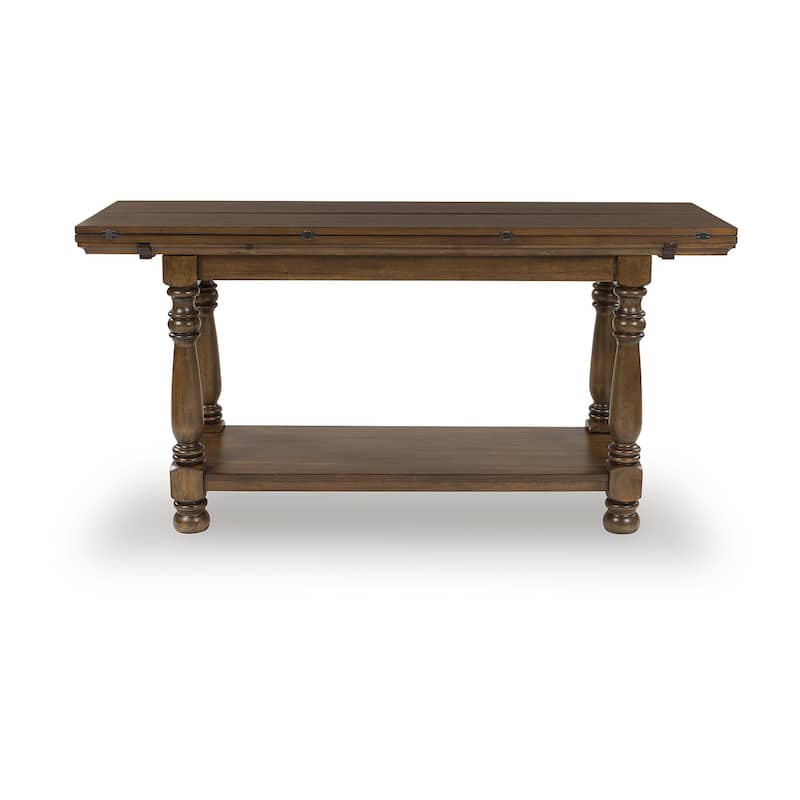 Signature Design by Ashley Sturlayne Brown Flip Top Sofa Table - 60" W x 19" D x 30" H