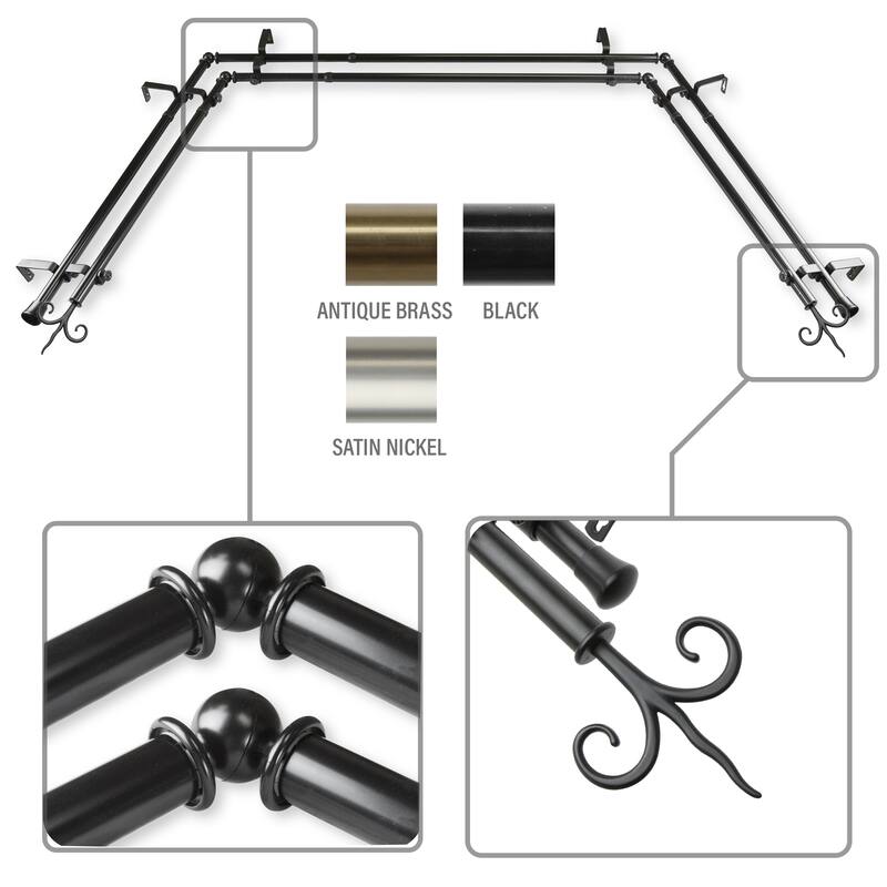 InStyleDesign Vertex 13/16" Double Bay Window Curtain Rod