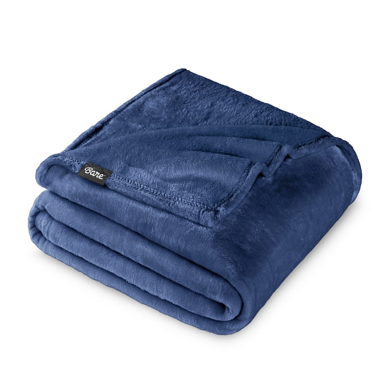 Bare Home Microplush Fleece Blanket - Ultra-Soft - Cozy Fuzzy Warm - Twin - Twin XL - Dark Blue