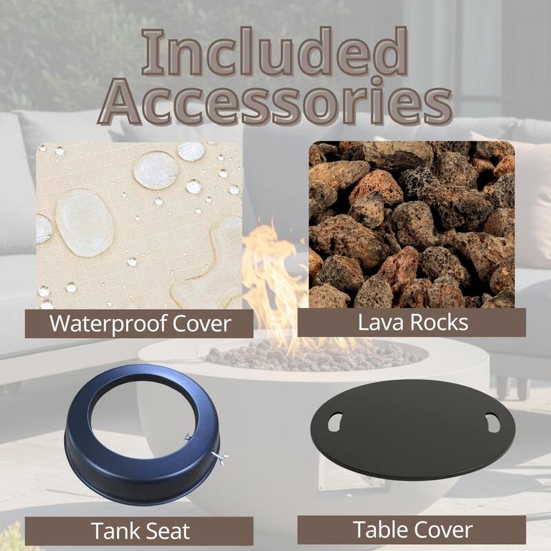 GDFStudio - 28" Outdoor Round Magnesium Oxide Fire Pit Bowl