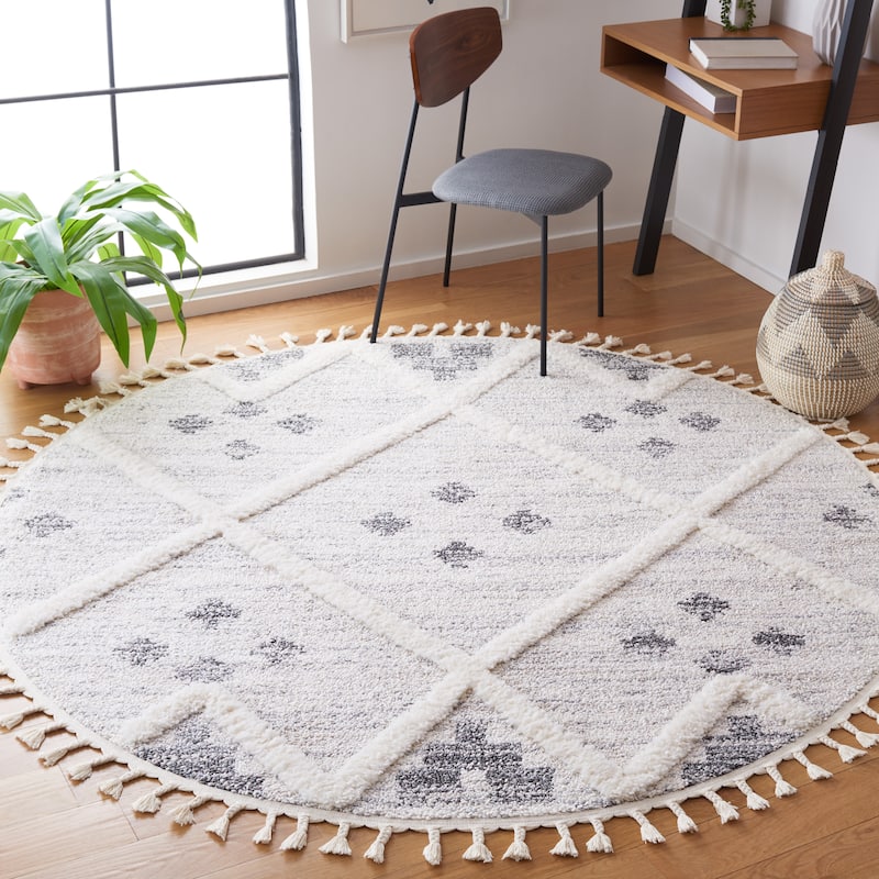SAFAVIEH Moroccan Tassel Shag Lennie Trellis 2-inch Thick Rug