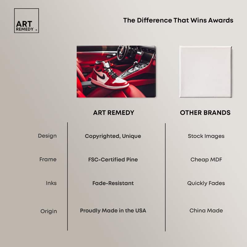 Sneaker Car Red Canvas by Art Remedy, Gallery Wrapped
