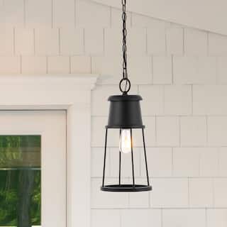 SAFAVIEH Lighting Laela Outdoor Pendant/Black - 8" W x 8" D x 22-94" H