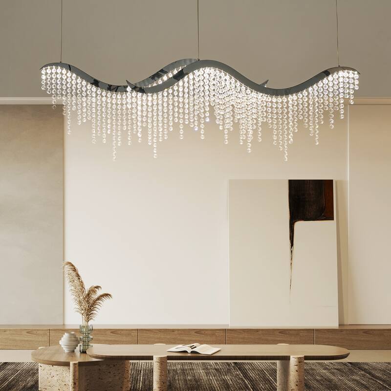 Dangling Wave Crystal Chandeliers for Living Room,Dinging Room