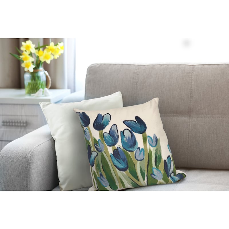 Liora Manne Visions III Allover Tulips Indoor/Outdoor Pillow Blue 20" Square
