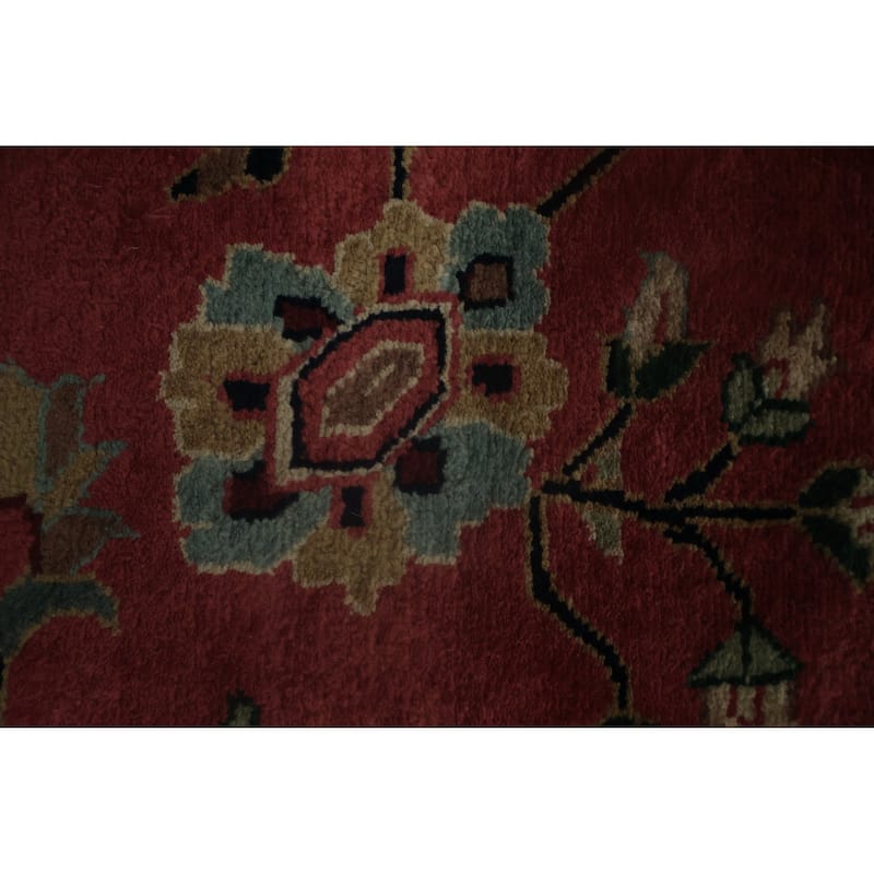 Hand Knotted Oriental 100% Wool Carpet Traditional All-Over Pink Sarouk Area Rug - 9' 9'' X 8' 0''