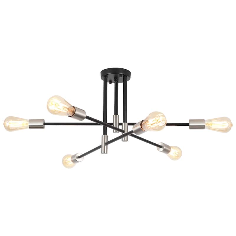 6-Light Modern Semi Flush Ceiling Lights for Bedroom Study Living Room