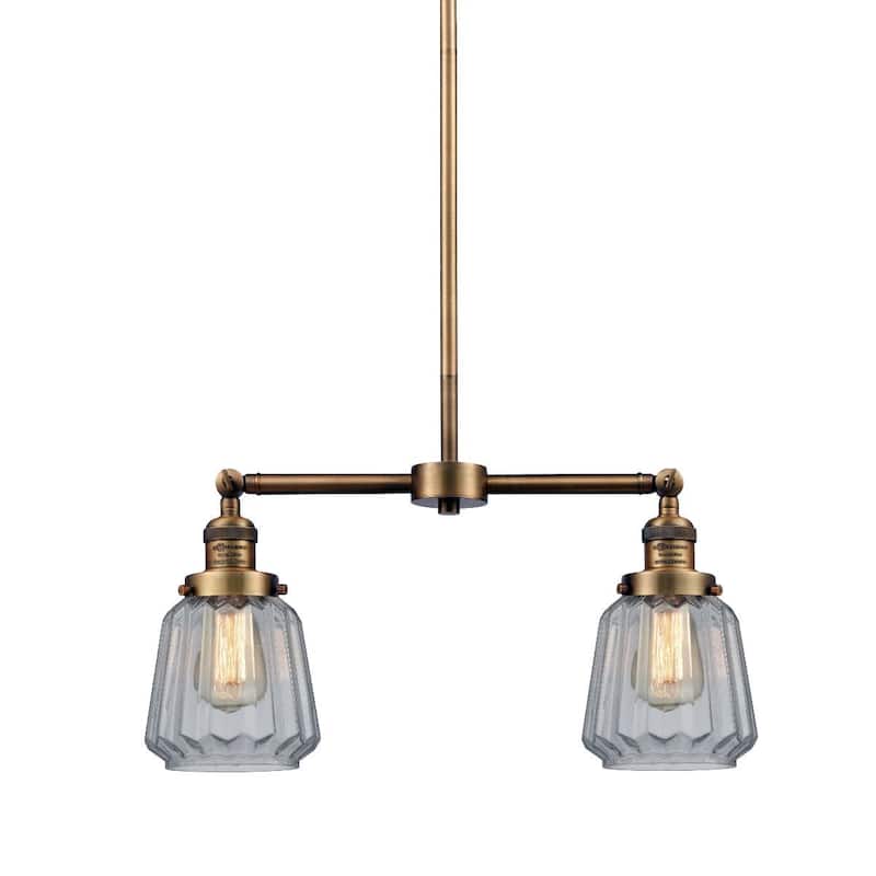 Innovations Lighting Chatham 2 Light 21" Wide Linear Chandelier - Brushed Brass / Clear