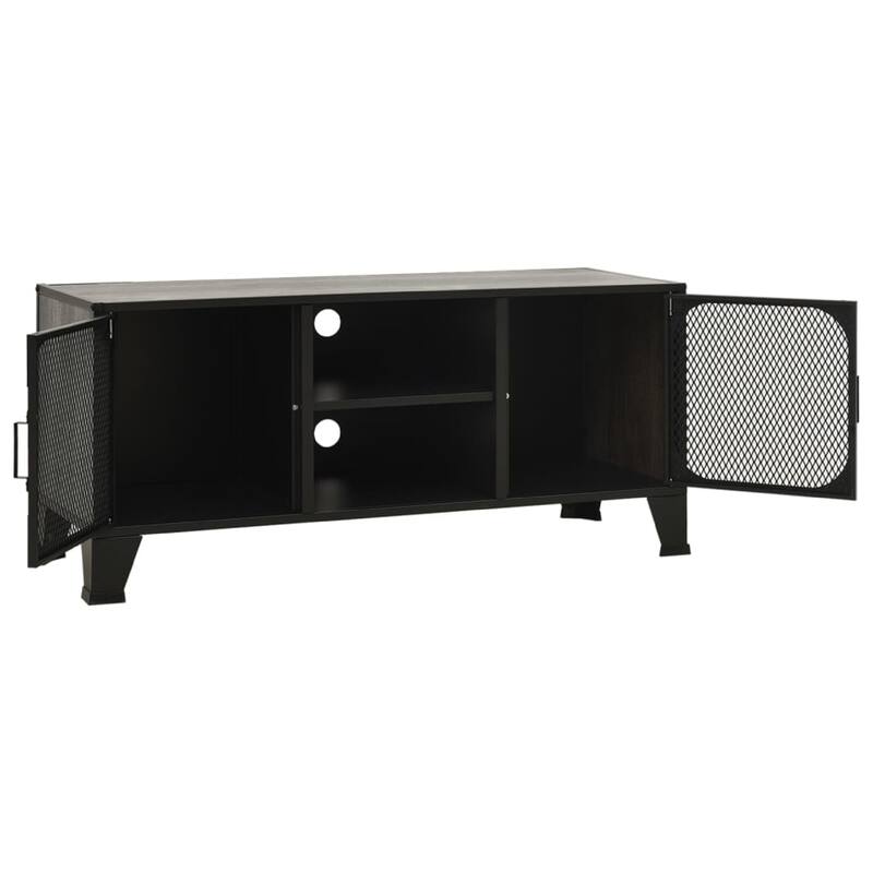 Andy 41 Inch TV Stand Media Cabinet, 2 Doors, 1 Shelf, Gray and Black