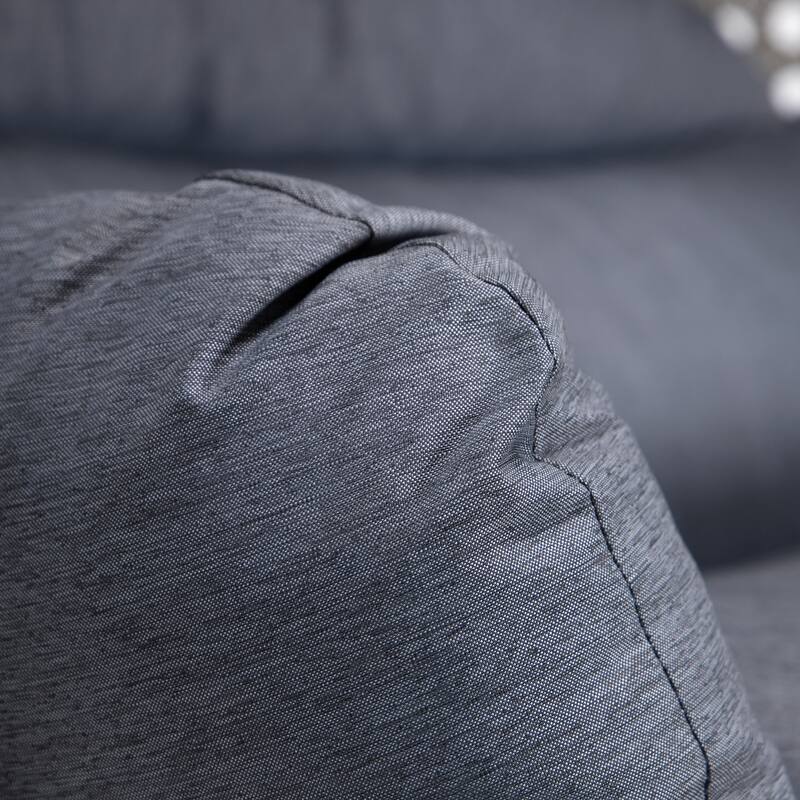 Charcoal Wicker Hanging Double-Seat Swing Chair with Stand with Cushion