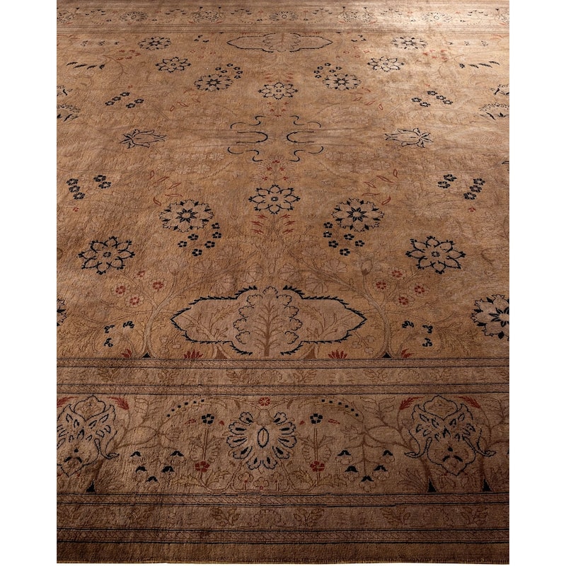 Overton Hand Knotted Wool Vintage Inspired Modern Contemporary Overdyed Brown Area Rug - 8' 2" x 10' 4"