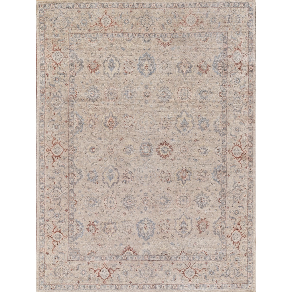 EXQUISITE RUGS Harper Hand-knotted New Zealand Wool Beige/Blue Area Rug.