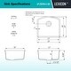 preview thumbnail 4 of 5, 23 Inch Lexicon Platinum Quartz Composite Drop-in Undermount D-Shaped Single Bowl Galaxy Concrete Kitchen Sink LP-2321D-C-SO