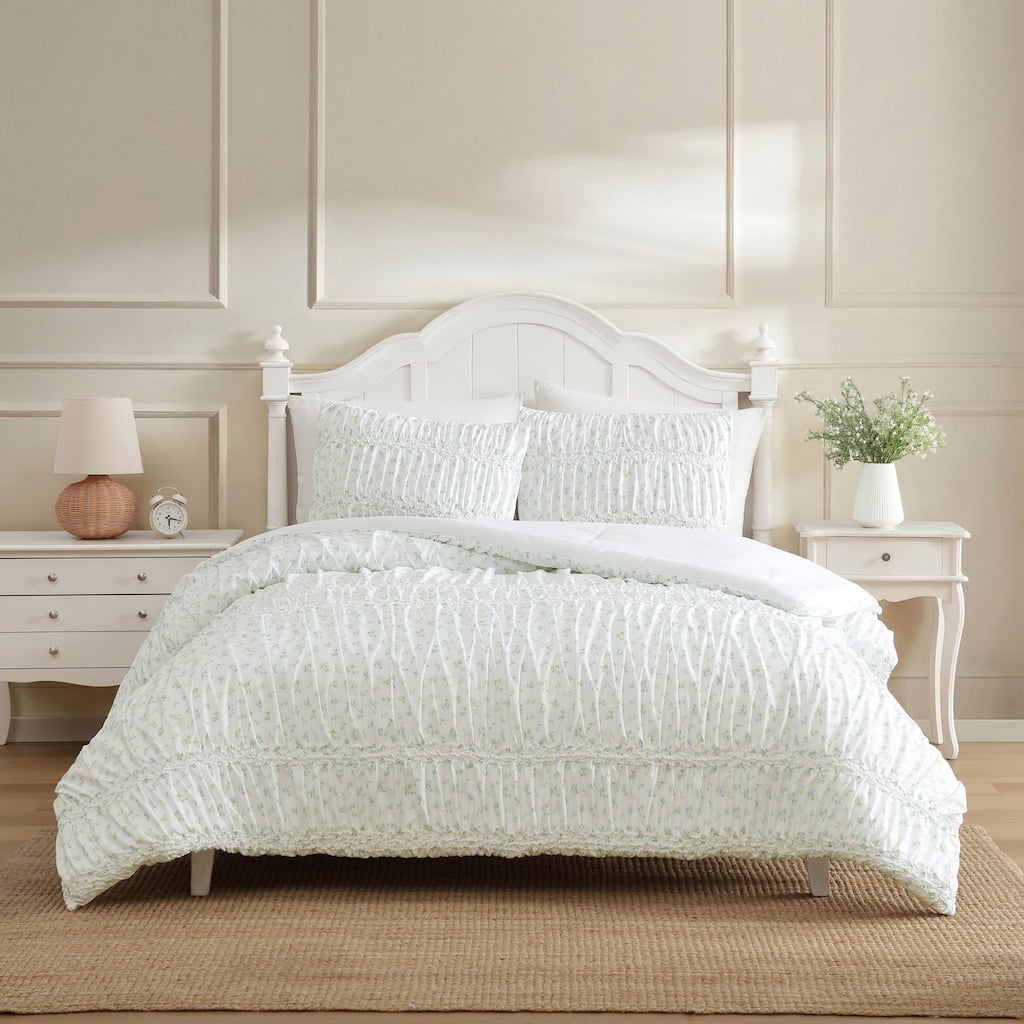 Laura Ashley Rosebuddies Reversible Blue Comforter Set