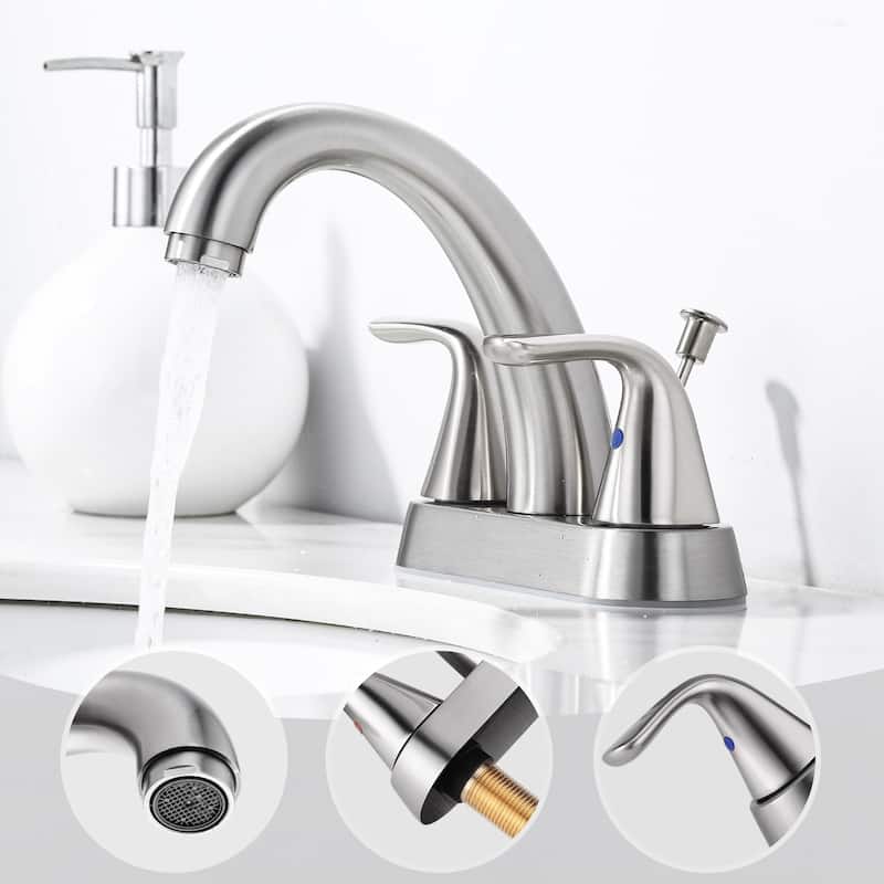 WOWOW 4 in. Centerset Double Handle High Arc Bathroom Sink Faucet