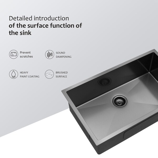 Gunmetal Black Undermount Kitchen Sink 16 Gauge Single Bowl with