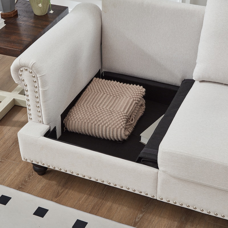 Roomfitters 83" Modern Classic Three-Seater Sofa with Nailhead Trim, Upholstered Fabric Couch for Living Room