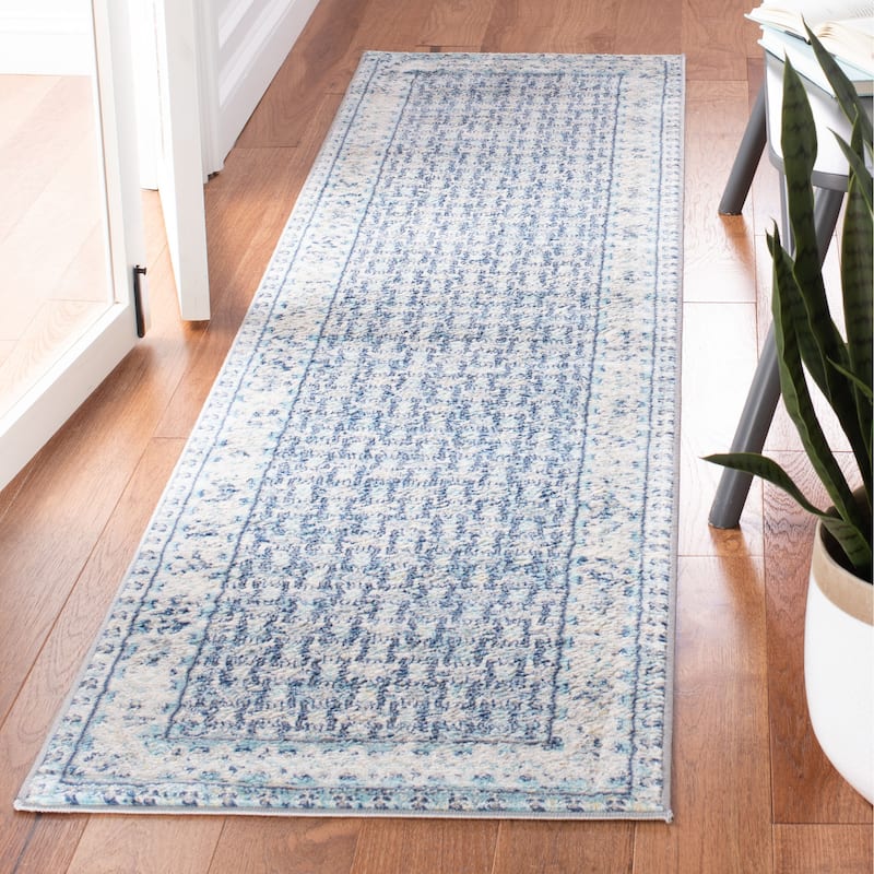 SAFAVIEH Brentwood Banga Traditional Oriental Rug - 2' x 12' Runner - Ivory/Aqua