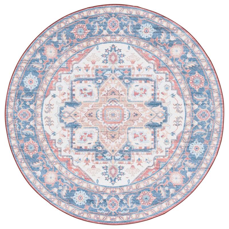SAFAVIEH Arizona Fjola Vintage Rug - 6' Round - Rust/Blue