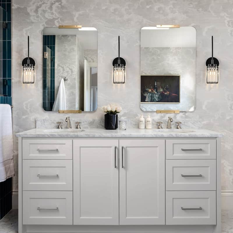 Modern Black 1/2/3/4/5-Light Bathroom Crystal Vanity Light Wall Sconces