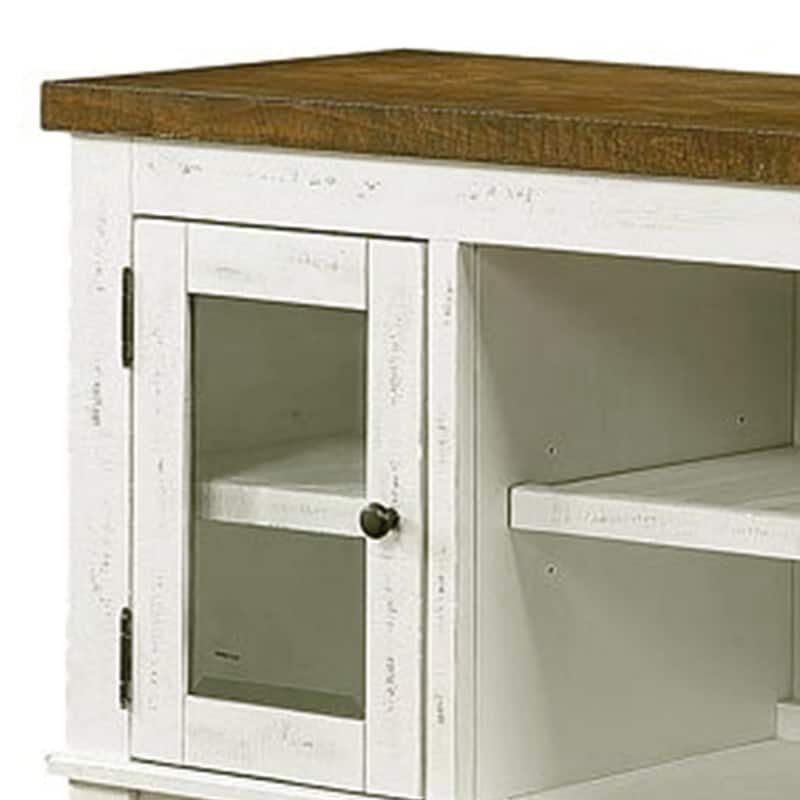 Giva Sideboard Buffet Console 4 Doors, Rattan Patterns, Brown 68 Inch