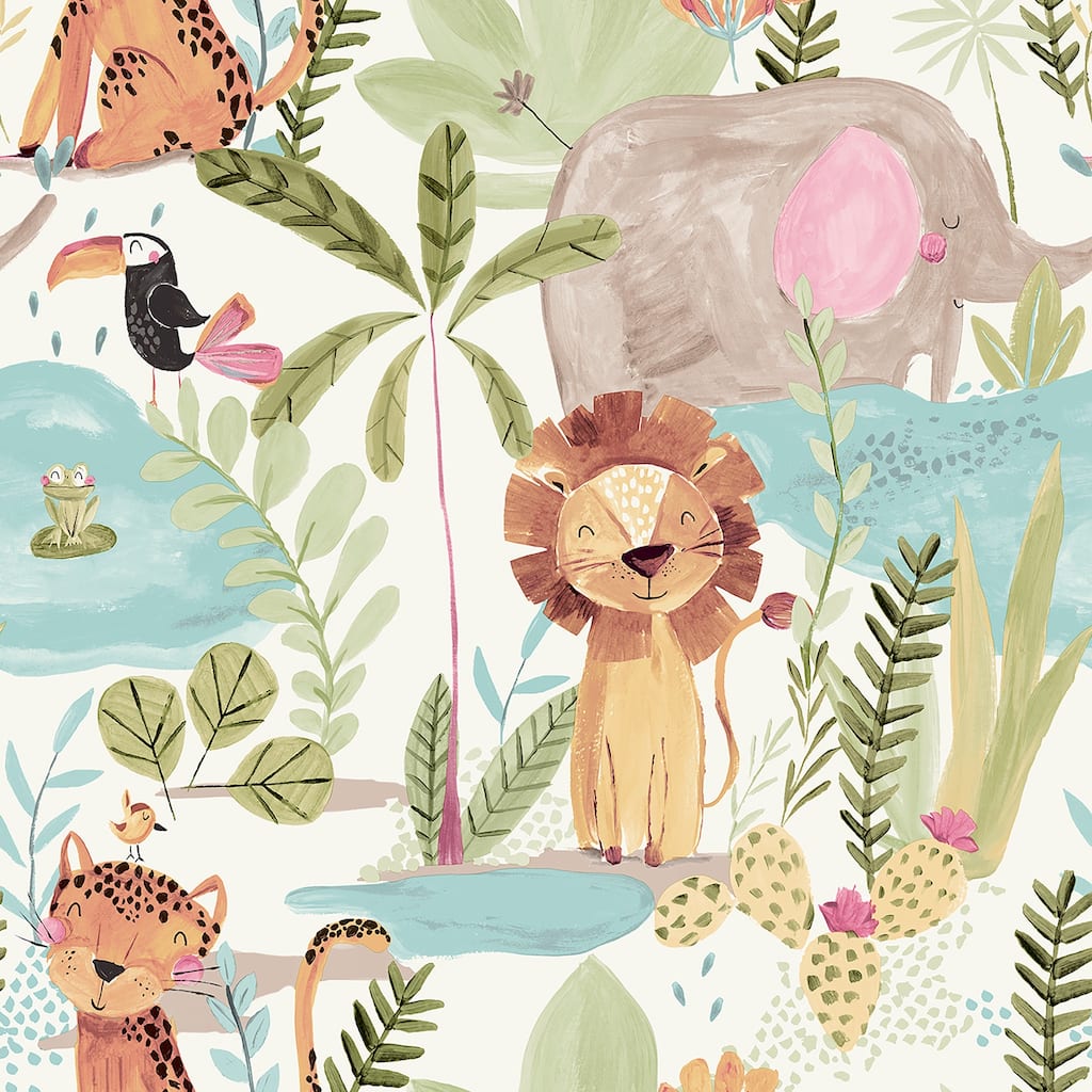 Advantage In The Jungle Multicolor Animal Friends Wallpaper