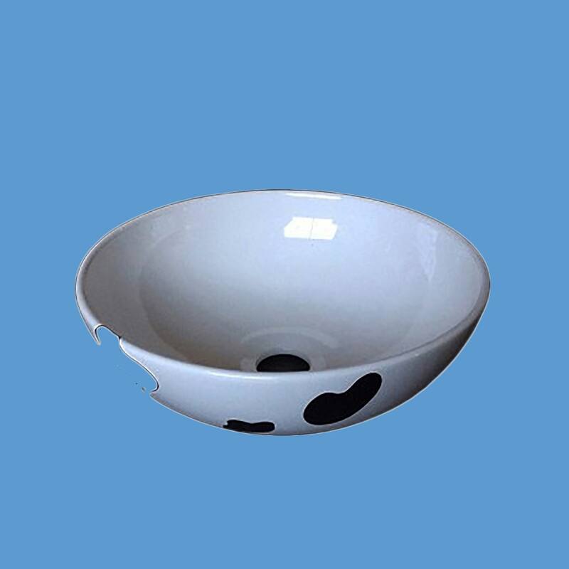 Bathroom Vessel Sink Black and White China Cow