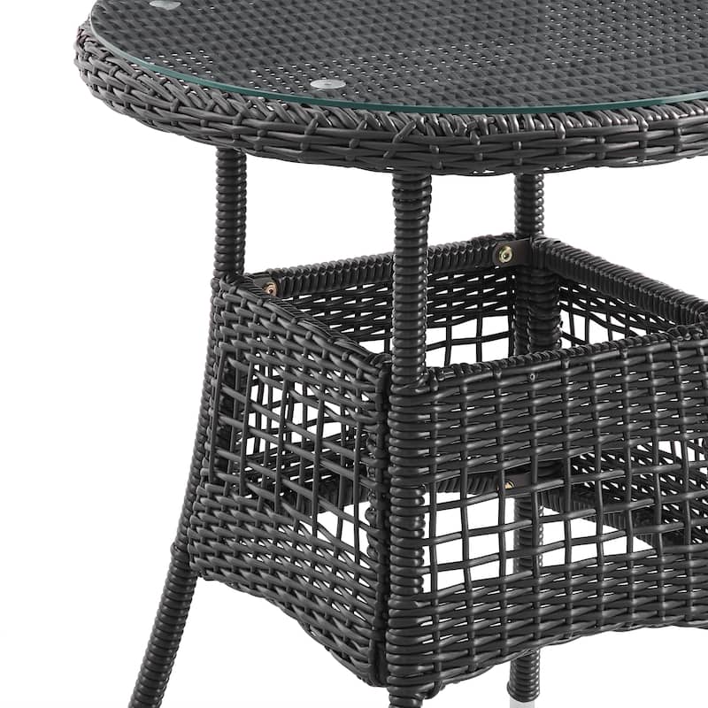 Corvus Fife 4-piece Outdoor Wicker Sectional Set with Round Glass Table