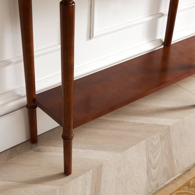 Leick Home Coastal Two Drawer Double Hall Console Sofa Table with Shelf