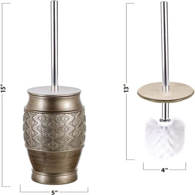 Creative Scents Toilet Brush Set Toilet Bowl Cleaner Brush and Holder - Silver
