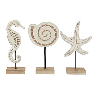 Plastic Sea Life Sculpture - Set of 3 White - Roche River Decor - 4"W x 8"L x 13"H