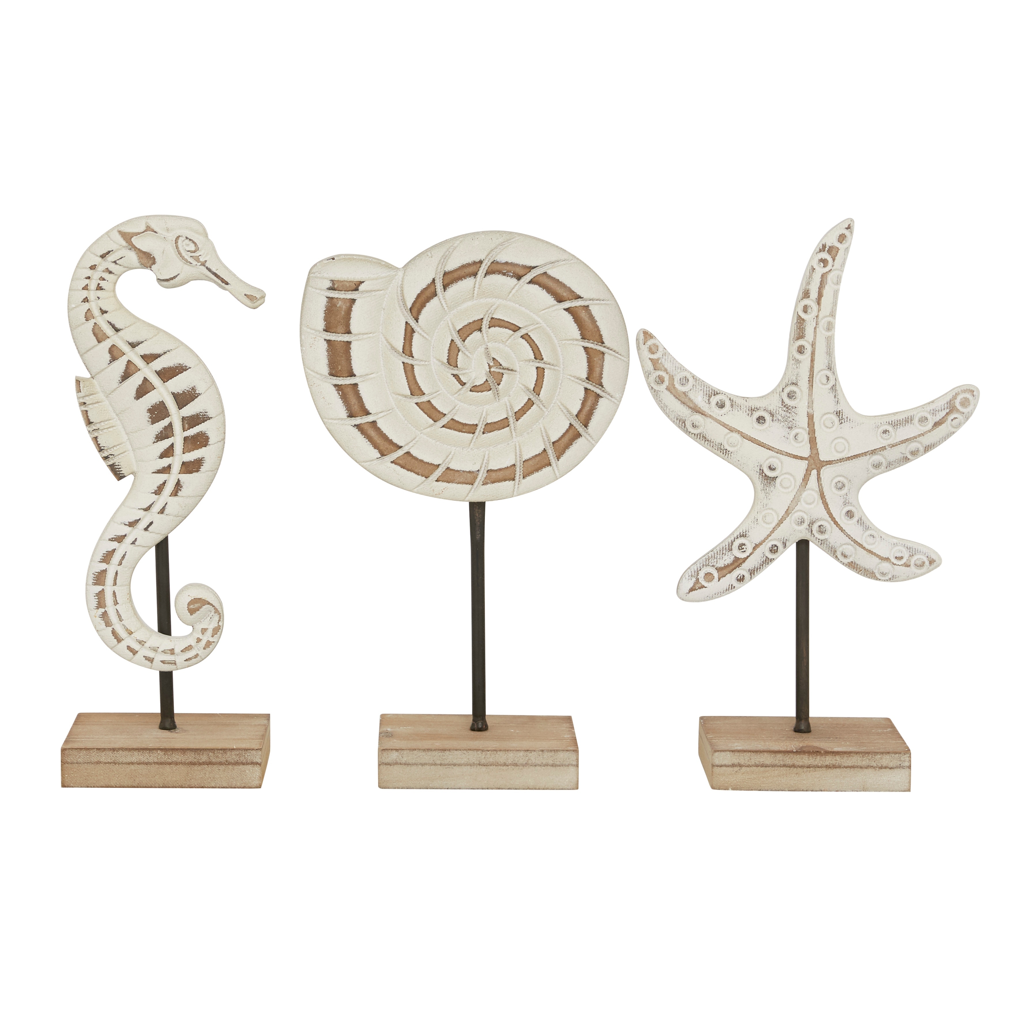 Plastic Sea Life Sculpture - Set of 3 White - Roche River Decor - 4"W x 8"L x 13"H