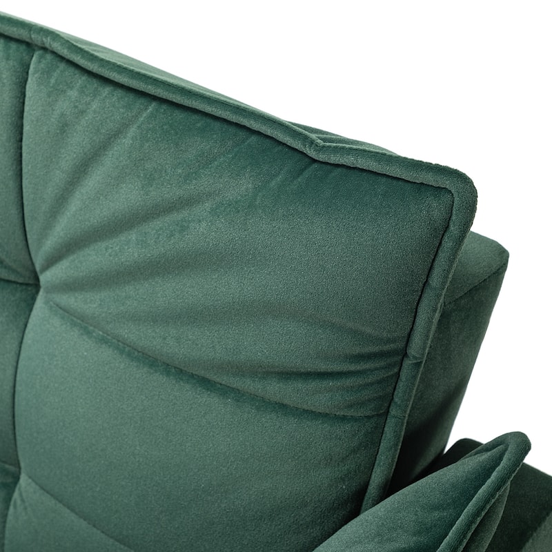 1ida Modern Velvet Tufted Padded Cushion Armchair with Golden Metal Legs by HULALA HOME